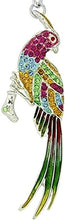 Load image into Gallery viewer, Jeweled Multi Color Bird Pheasant Key Chain Crystal Key Ring 6" long 33mm Round