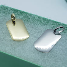Load image into Gallery viewer, 14K Yellow White Gold Plain Rectangle Pendant Disc Charm High Quality Polished
