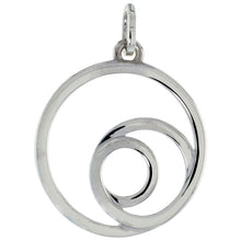 Load image into Gallery viewer, 925 Sterling Silver Plain Round Looping Circle Pendant 15/16 (24mm) Inch Tall