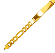 Load image into Gallery viewer, 14K Yellow Gold Figaro Chain ID Bracelet 10mm/8mm 8" 8.5" Engraving Available