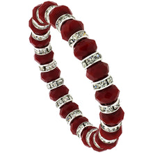 Load image into Gallery viewer, 7 in Glass Crystal Bracelet on Elastic Nylon Strand 3/8 in (10mm) Wide 29 Styles
