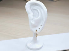 Load image into Gallery viewer, 14K Yellow Gold Twist Curves Huggies Hoop Earrings with CZ Stones Latch back