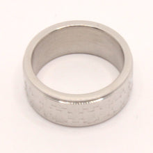 Load image into Gallery viewer, Stainless Steel Flat Simple Jigsaw Puzzle Pattern Wedding Band Ring 8mm