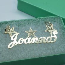 Load image into Gallery viewer, 14K Solid Yellow Gold Handmade Personalized Custom Name Pendant Charm with Stars