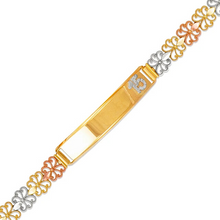 Load image into Gallery viewer, 14K Tri Color Gold 15 Anos Quinceanera Diamond Cut Faceted ID Bracelet 7mm/8mm