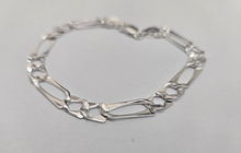 Load image into Gallery viewer, 925 Sterling Silver Figaro Flat Link Bracelet 6mm Chain Loster 7" to 7.5" Long