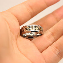 Load image into Gallery viewer, Tungsten Carbide Flat Yellow Chain Link Inlay Beveled Edge Wedding Band Ring 8mm