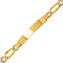 Load image into Gallery viewer, 14K White Pave Gold Figaro ID Bracelet 7mm/8mm 8" 8.5" long Engraving Available