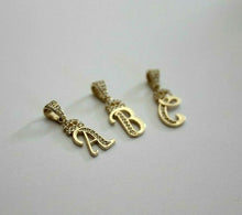 Load image into Gallery viewer, 10K Yellow Gold Crown Initial Letter Pendant Charm with CZ for Ladies Woman Girl