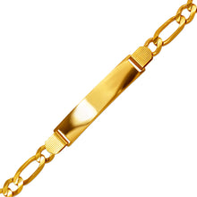 Load image into Gallery viewer, 14K Yellow Gold Figaro Chain ID Bracelet 10mm/7mm 8" 8.5" Engraving Available