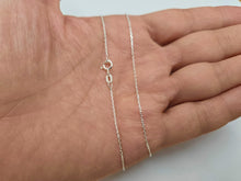 Load image into Gallery viewer, 925 Sterling Silver Thin Beveled Boston Cable Link Chain Necklace 1mm 18" to 24"