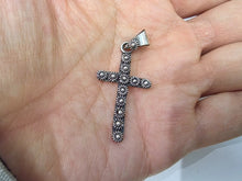 Load image into Gallery viewer, 925 Sterling Silver Floral Cross Pendant 1 1/2 Inch (38mm) Tall