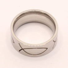 Load image into Gallery viewer, Stainless Steel Ichthus Christian Jesus Fish Symbol Wedding Band Ring 8mm