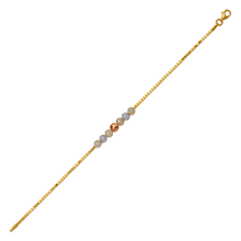 Load image into Gallery viewer, 14K Tricolor Gold 5mm Center, 1mm Bracelet Ladies High Polished Fancy Chain