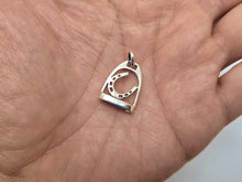 Load image into Gallery viewer, 925 Sterling Silver Small Horseshoe in Stirrup Pendant 3/4 Inch (19mm) Tall