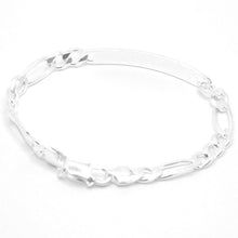 Load image into Gallery viewer, 925 Sterling Silver Personalized Custom Engraved Figaro Link ID Bracelet 7mm