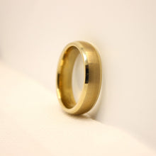 Load image into Gallery viewer, Tungsten Carbide Yellow Domed Brushed Finish Beveled Edge Wedding Band Ring 6mm