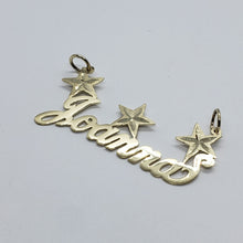 Load image into Gallery viewer, 14K Solid Yellow Gold Handmade Personalized Custom Name Pendant Charm with Stars