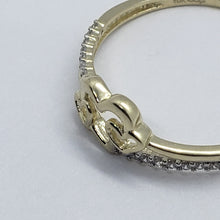 Load image into Gallery viewer, Authentic 10K Yellow Gold Three Hearts Promise Ring with CZ Women Size 5 to 9