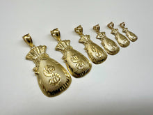 Load image into Gallery viewer, 10K Solid Yellow Gold Lucky Money Bag Pendant Diamond Cut 6 Sizes