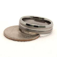 Load image into Gallery viewer, Tungsten Carbide Groove Center Satin Finish Beveled Edges Wedding Band Ring 6mm