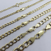 Load image into Gallery viewer, 10K Yellow Gold Hollow Cuban Curb Chain Link Necklace Bracelet 2~7mm All Sizes
