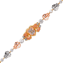 Load image into Gallery viewer, Authentic 14K Tricolor Gold Fancy 15 Anos Years CZ Bracelet Quinceañera Gift