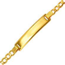 Load image into Gallery viewer, 14K Yellow Gold Baby ID Bracelet Curb X-Light 5mm ID 3mm Chain 6 Inch Engraving