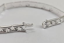 Load image into Gallery viewer, 925 Sterling Silver Stampato Greek Key Link Necklace Bracelet Italy 8mm 7"-18"