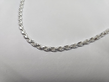 Load image into Gallery viewer, 3mm Sterling Silver D/C Rope Chain Necklaces Bracelets Handmade Italy 7 to 30 in