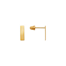 Load image into Gallery viewer, 14K Yellow Gold 2.5x10mm Bar Rectangle Stud Earrings High Polished Screw Backing