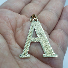 Load image into Gallery viewer, 10K Solid Yellow Gold Diamond Cut Initial Alphabet Letter Pendant Charm 4 Sizes