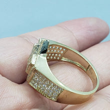Load image into Gallery viewer, 14K Yellow Gold Double Star Shaped Ring 20.5mm Band Iced Size 9-11 Hip Hop Style