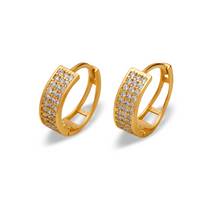 Load image into Gallery viewer, 14K Gold Hoop Earrings Sparkling Accents Elegant Huggie Style for Women 4.5x14mm