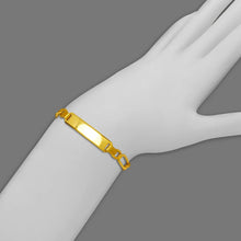 Load image into Gallery viewer, 14K Yellow Gold 6mm ID Bracelet 4mm Figaro Chain 6" Engraving Available