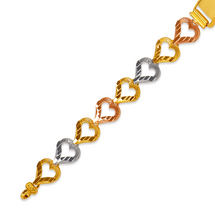 Load image into Gallery viewer, 14K Tri Color Gold 15 Anos Quinceanera Diamond Cut Faceted ID Bracelet 7.5mm/8mm