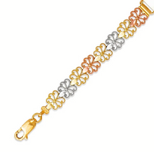 Load image into Gallery viewer, 14K Tri Color Gold 15 Anos Quinceanera Diamond Cut Faceted ID Bracelet 7mm/8mm