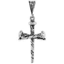 Load image into Gallery viewer, 925 Sterling Silver Large Crucifixion Nail Cross Pendant 1 3/8 Inch (35mm) Tall