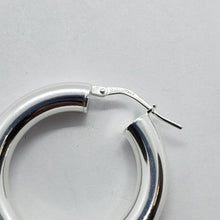 Load image into Gallery viewer, Sterling Silver 5mm Thick Tube Hoop Earrings Plain Polished 3/4-2 3/8 inch Round