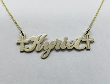 Load image into Gallery viewer, 10K Solid Yellow Gold Handmade Personalized Custom Name Pendant Charm with Cross