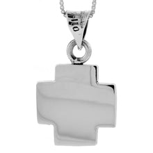 Load image into Gallery viewer, 925 Sterling Silver Flat Plain Wide Greek Cross Pendant 7/8 Inch (22mm) Tall