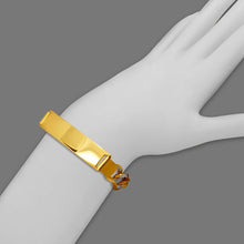 Load image into Gallery viewer, 14K Two Tone Gold 10mm ID Bracelet 9mm Figaro Chain 8" 8.5" Engraving Available