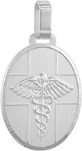 Load image into Gallery viewer, Sterling Silver Medical Alert Necklace Oval Italy 1 1/8 inch Charm with Chain