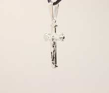 Load image into Gallery viewer, 925 Sterling Silver Dainty Pewter Budded Crucifix Cross Pendant