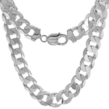Load image into Gallery viewer, 925 Sterling Silver Beveled Flat Curb Cuban Link Chain Necklace 11.5mm 8" to 30"