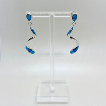 Load image into Gallery viewer, Sterling Silver Synthetic Opal Stud Dangling Earrings