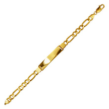 Load image into Gallery viewer, 14K Yellow Gold Figaro Chain ID Bracelet 10mm/7mm 8" 8.5" Engraving Available