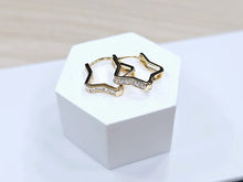 Load image into Gallery viewer, 14K Yellow Gold Star Shaped Huggies Hoop Earrings with CZ Stones Latch back