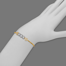 Load image into Gallery viewer, 14K Two Tone Gold 6mm Center, 1mm Bracelet Ladies High Polished Fancy Chain