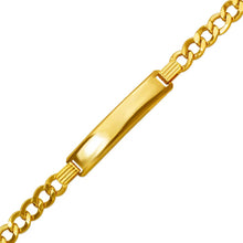 Load image into Gallery viewer, 14K Yellow Gold Hollow Curb ID Bracelet 8mm/6mm 7" 7.5" 8" Engraving Available